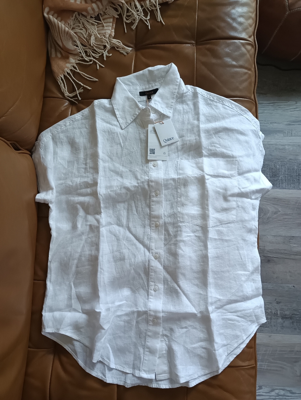 Quince Womens 100% European Linen  Shirt White S - Picture 7 of 9